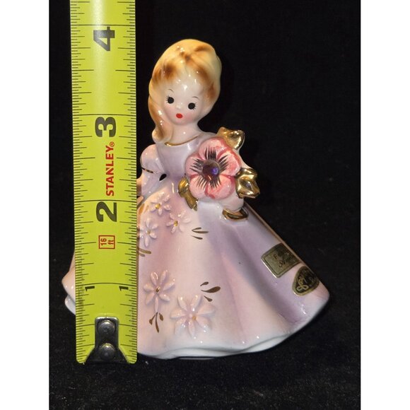 Josef Originals February Birthstone Girl Figurine Lavender Dress Porcelain 4" Co - Picture 6 of 6